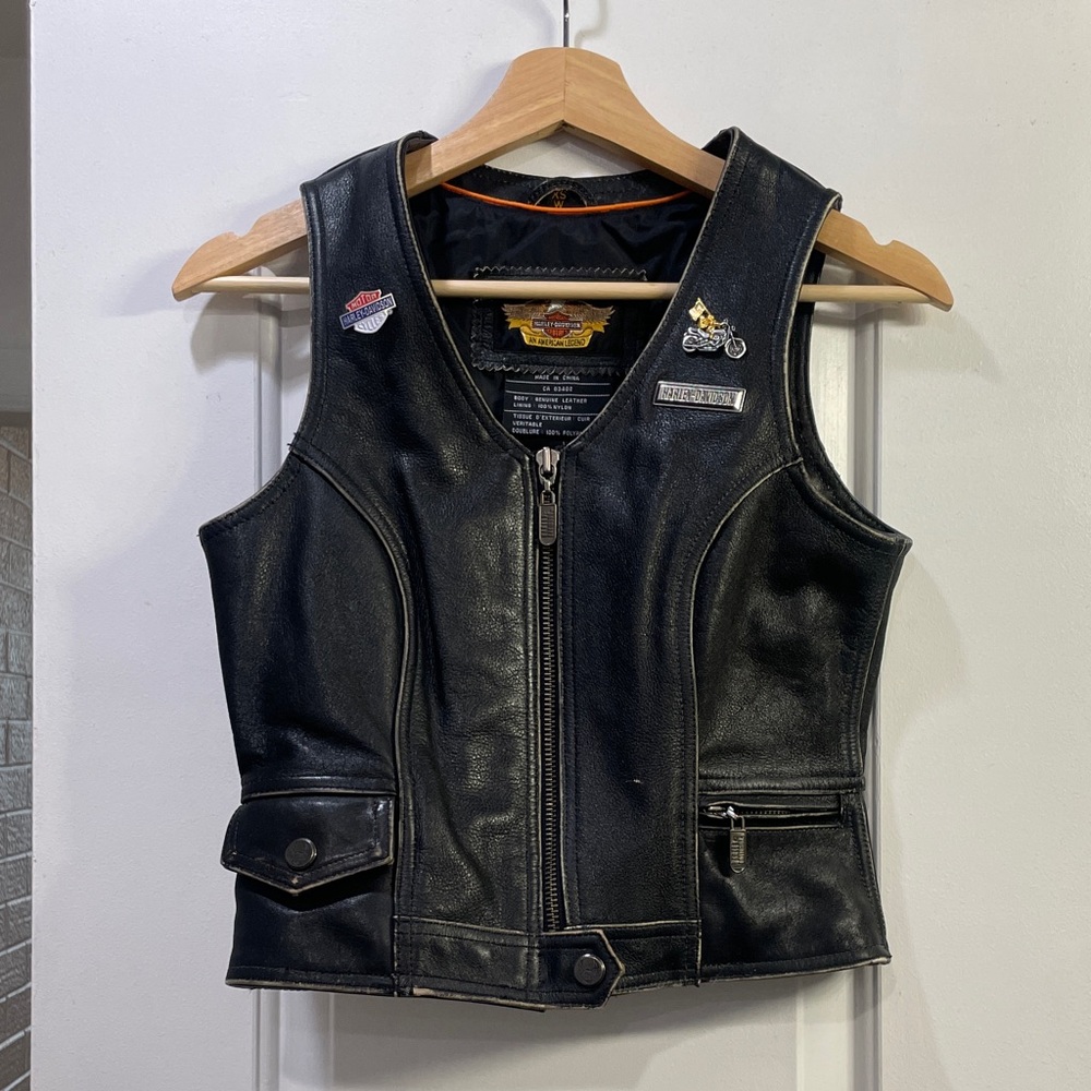 Harley-Davidson Black Genuine Leather Vest Women’s XS